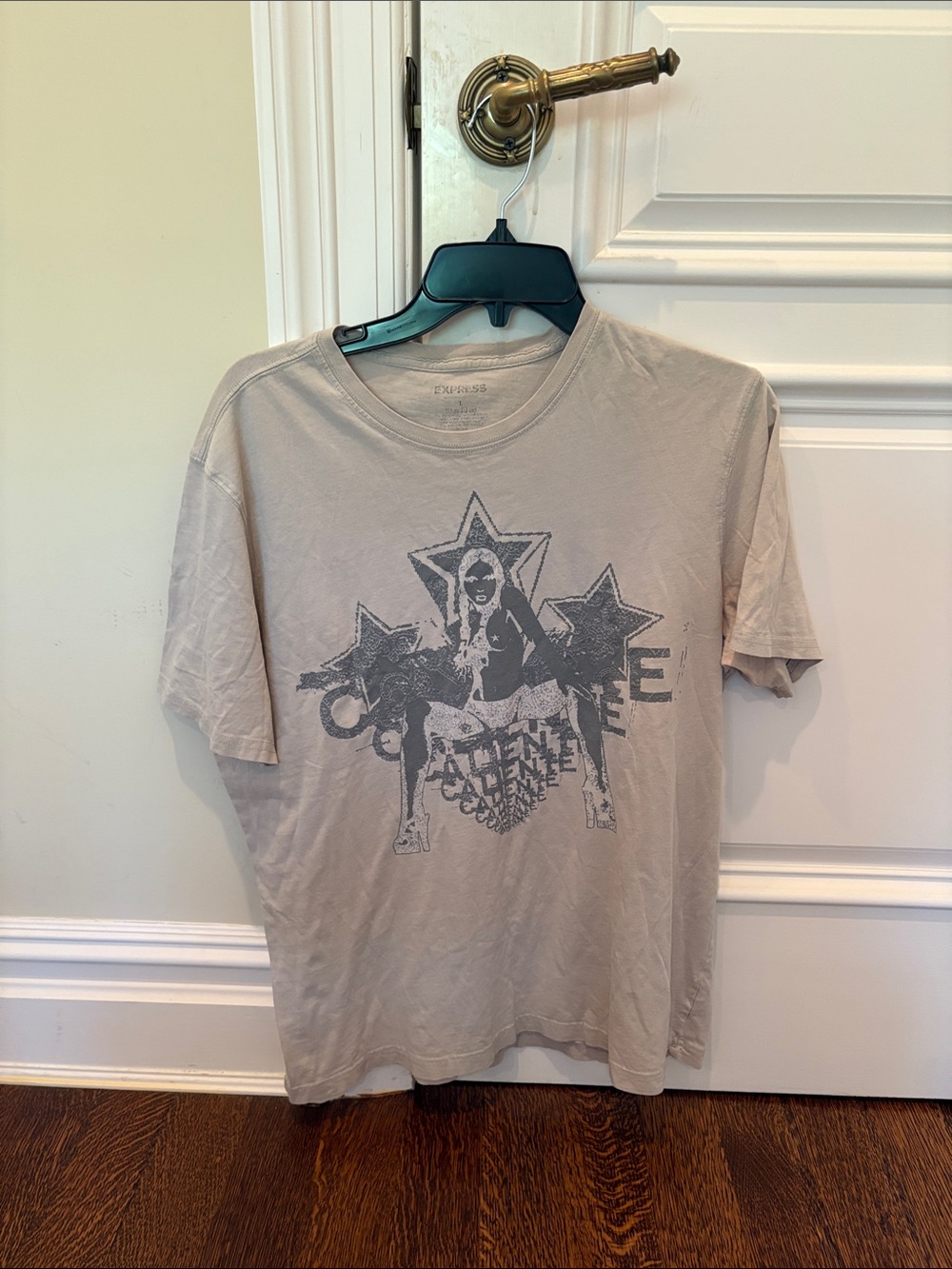 Express Taupe Graphic Short-Sleeve Crewneck Tee